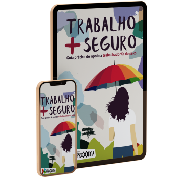 Tablet e telemóvel com imagem do Guia de apoio
